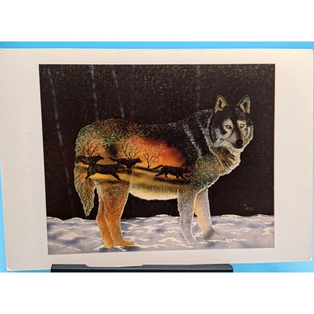 Leanin Tree Vtg (Mother Wolf  ) Eagle Feather Gallery Blank Card